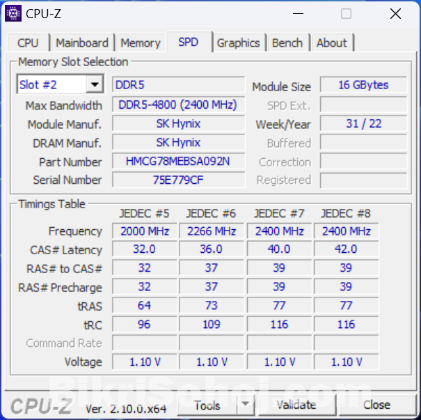 SK hynix DDR5 16GB 4800MT/s SODIMM Laptop RAM